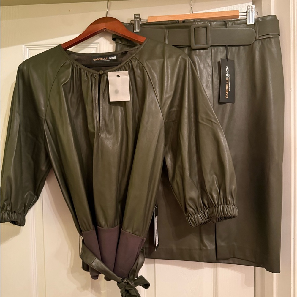 Gabrielle Union Olive Skirt Set